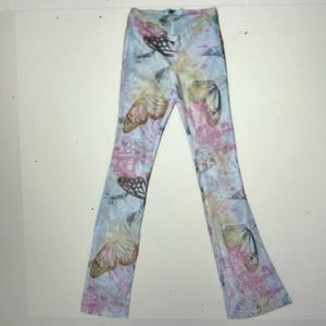 NWT Tiger Mist Butterfly Mesh Flare Pant